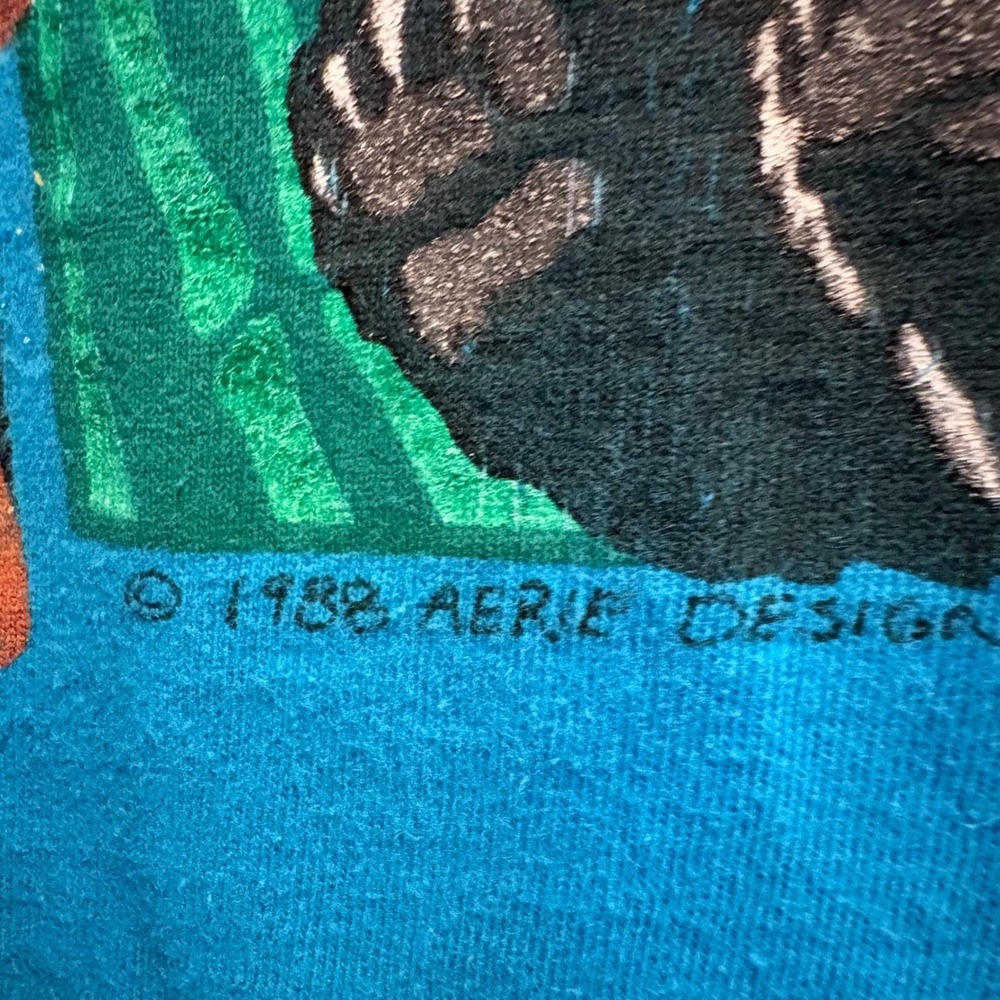 Vintage 1988 Panda Bear Tee Oneita Single Stitch Made USA Animal Graphic Medium - Picture 5 of 13